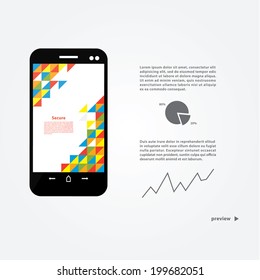 Vector abstract presentation in smartphone. Clean template with space for your concent. Creative, modern design presentation.
