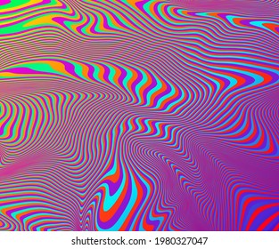 Vector abstract psychedelic background with flowing bright colors and lines.