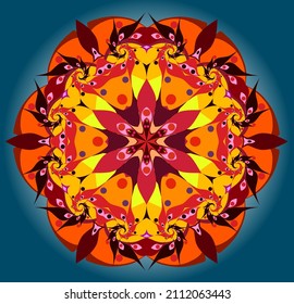 Vector abstract psychedelic mandala illustration for modern commercial fashion fabrics.