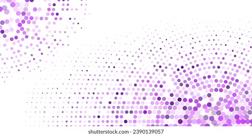 Marco de fondo púrpura abstracto vectorial de puntos. Ornamento circular de formas de mosaico. Patrón de puntos, partículas, moléculas. Cartel para presentaciones, tecnología, medicina, negocios o postales. 