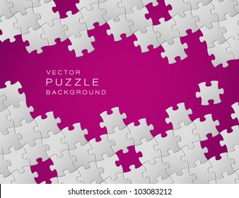 Vector Abstract purple background made from white puzzle pieces and place for your content