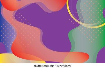 Fondo púrpura abstracto vectorial con formas onduladas multicolores.
