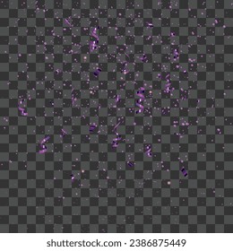 Vector de fondo transparente decorativo de confetti púrpura abstracto vectorial.