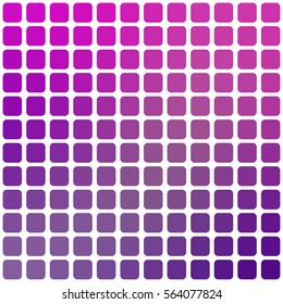 Vector abstract purple mosaic background with rounded square tiles over white, square format.