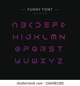 Vector abstract purple pink violet English alphabet. Material design, special, modern, glossy style. Letters collection. 