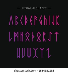 Vector abstract purple pink violet English alphabet. Material design, special, modern, glossy style. Letters collection. 