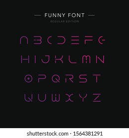 Vector abstract purple pink violet English alphabet. Material design, special, modern, glossy style. Letters collection. 
