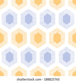 Vector abstract purple yellow honeycomb fabric textured seamless pattern background