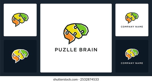 Vector abstract of puzzle brain logo and icon, can be used in various media easily, editable