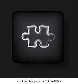 Vector abstract puzzle icon on black. Eps10