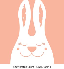 Vector abstract rabbit. Funny bunny with glad emotion. Cartoon smiling animal for kids.