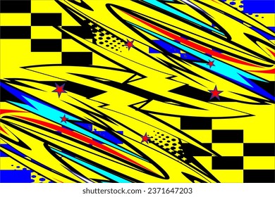 vector abstract racing background design with a unique striped pattern and a combination of bright and unique colors, with cool effects and a yellow background