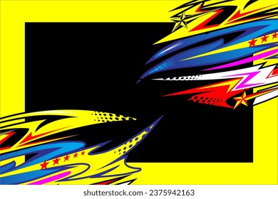 vector abstract racing background design with a unique striped pattern and a combination of bright and cool colors. on a black background. suitable for your racing design