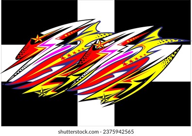 vector abstract racing background design with a unique striped pattern and a combination of bright and cool colors.