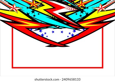 vector abstract racing background design with a unique striped pattern and a combination of bright colors and star effects that looks dashing and look cool