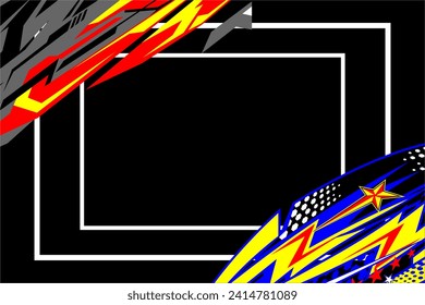 vector abstract racing background design with a unique striped pattern and a combination of bright colors such as red, yellow