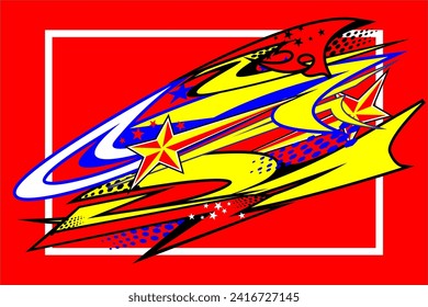 vector abstract racing background design with a unique line pattern and a combination of bright colors. looks cool and beautiful on the red background