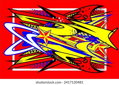 vector abstract racing background design with a unique striped pattern and a combination of bright colors. Looks cool and suitable for your racing design and on a red background