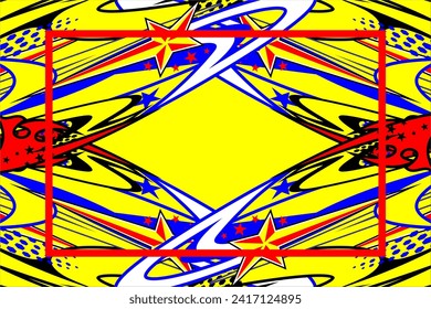 vector abstract racing background design with a unique striped pattern and a combination of bright colors and star effects