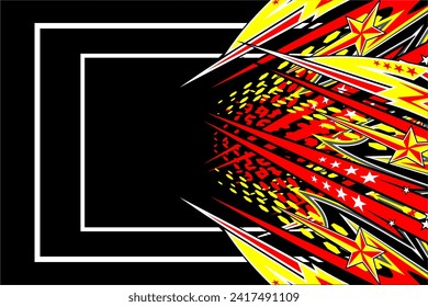 vector abstract racing background design with a unique striped pattern and a combination of bright colors and star effects