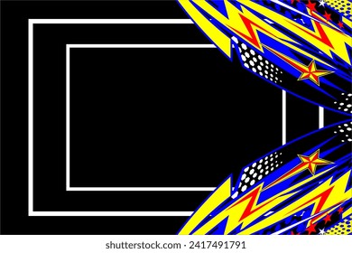 vector abstract racing background design with a unique striped pattern and a combination of bright colors and star effects that looks cool