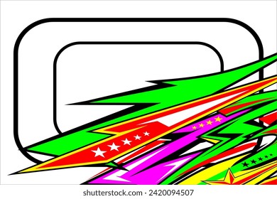 vector abstract racing background design with a unique striped pattern and a combination of bright colors and star effects that look cool, suitable for your racing background