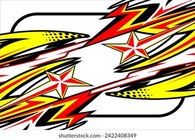 vector abstract racing background design with a unique striped pattern and a combination of bright colors and star effects suitable for your car wrap design