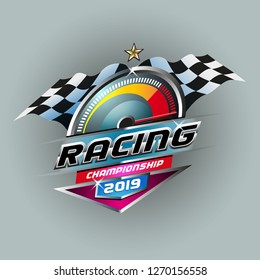 Vector abstract, racing championship 2019 symbol or logo event.