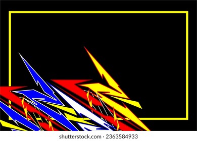 vector abstract racing design with a unique striped pattern and bright colors such as blue, yellow and red so it looks beautiful and attractive