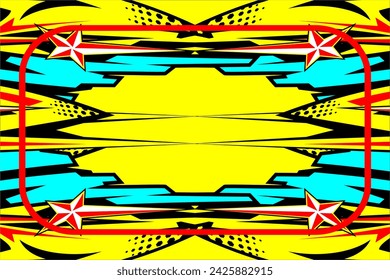 vector abstract racing design with a unique striped pattern and a combination of bright colors and star effects suitable for wrapping your car look cringe