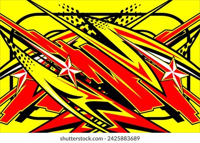 vector abstract racing design with a unique striped pattern and a combination of bright colors and star effects suitable for wrapping your car and racing background