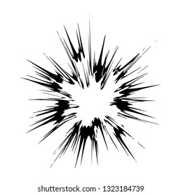 Vector Abstract Radial Burst. Black Star Explosion Isolated On White Background. Radial Sun Burst Or Comic Burst Graphic Design