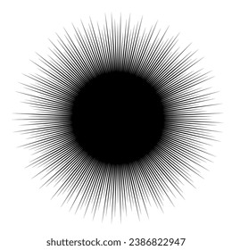 vector abstract radial burst. black star explosion isolated on white background. radial sun burst or comic burst graphic design