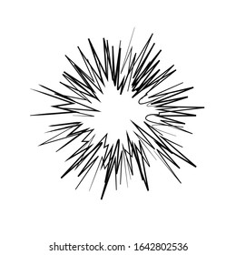 vector abstract radial splash. Black explosion isolated on a white background. Radial Sun Burst or Comic Burst Graphic Design