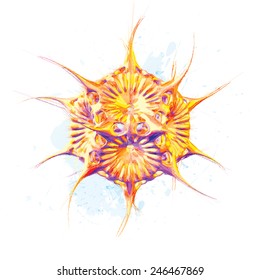 Vector Abstract Radiolaria Watercolor Style