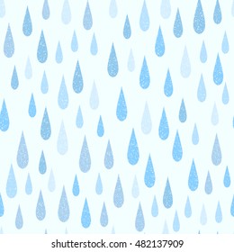 Vector abstract rain seamless pattern colored chalk drawn