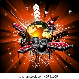 VECTOR Abstract Rainbow Disco Music Background for  Event Flyers