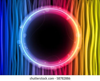 Vector - Abstract Rainbow Lines Background with Black Circle