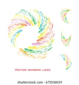 Vector abstract rainbow logos on white background with sign