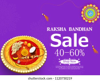 Vector abstract for Raksha Bandhan with nice illustration in a creative background, Rakhi sale.