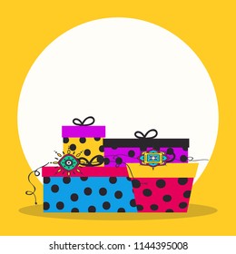 Vector abstract for Raksha Bandhan with nice illustration in a creative background, Beautiful background with gift preparing for Rakhi. Discount offers rakhi sale .