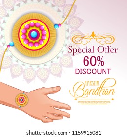 Vector abstract for Raksha Bandhan with nice illustration in a creative background, Rakhi sale.