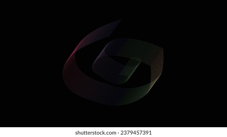 Vector abstract random shape in round frame colorful spectrum light isolated on black background with empty space for text in concept technology, digital, music, science. RGB Background.
