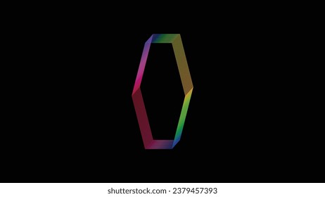 Vector abstract random shape in round frame colorful spectrum light isolated on black background with empty space for text in concept technology, digital, music, science. RGB Background.
