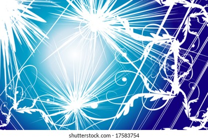 VECTOR abstract rays and flowers  background