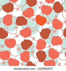 Vector Abstract Red Apples Seamless Pattern