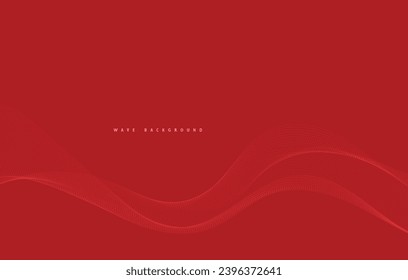 Vector abstract red background with dynamic red waves, lines and particles.