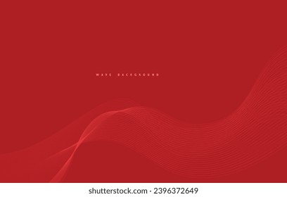 Vector abstract red background with dynamic red waves, lines and particles.