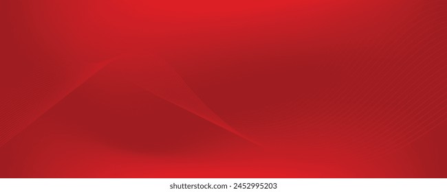 Vector abstract red background with dynamic red waves, lines and particles.	
