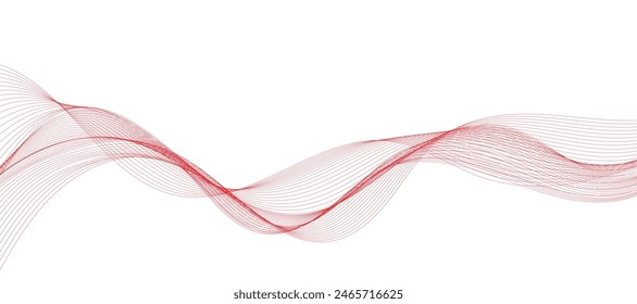 Vector abstract red background with dynamic red waves, lines and particles.	
